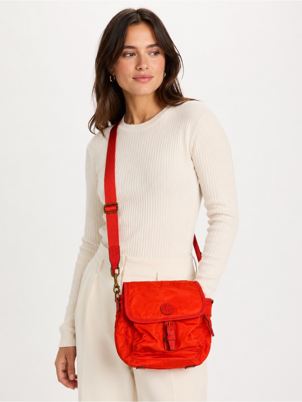 Tory Burch Orange Nylon Crossbody Shoulder bag